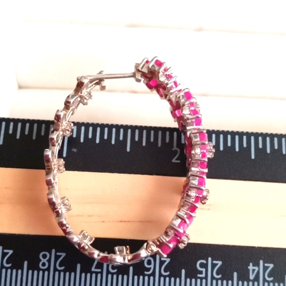 AFRICAN RUBY, CAMBODIAN ZIRCON INSIDE OUT EARRINGS - Picture 6 of 9